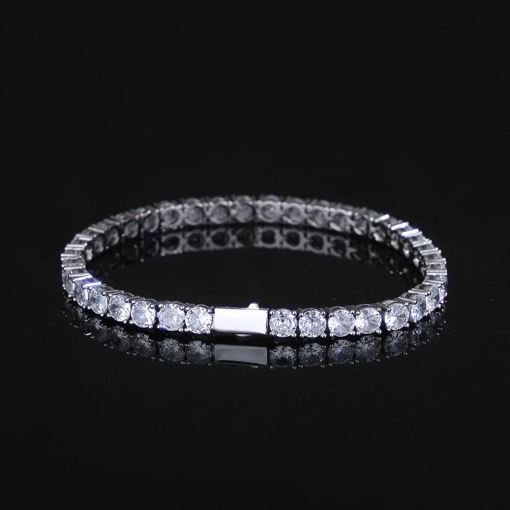 Single Row Zircon Tennis Chain Bracelet with Spring Clasp for Men | Caratix Jewelry - CaratixJewelry